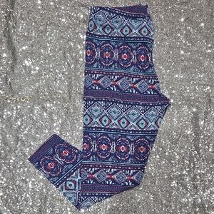 Trendy  Stretchy Blue Patterned Leggings